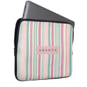 Personalized Blush Mint Pastel Stripes Laptopschutzhülle (Vorne Rechts)