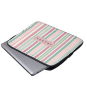 Personalized Blush Mint Pastel Stripes Laptopschutzhülle (Vorne Knopf)