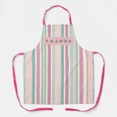 Personalized Blush Mint Pastel Stripes Schürze (Vorderseite)