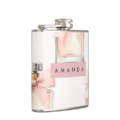 Personalized Blush Perfume Bottle Coquette Pattern Flachmann (Rechts)
