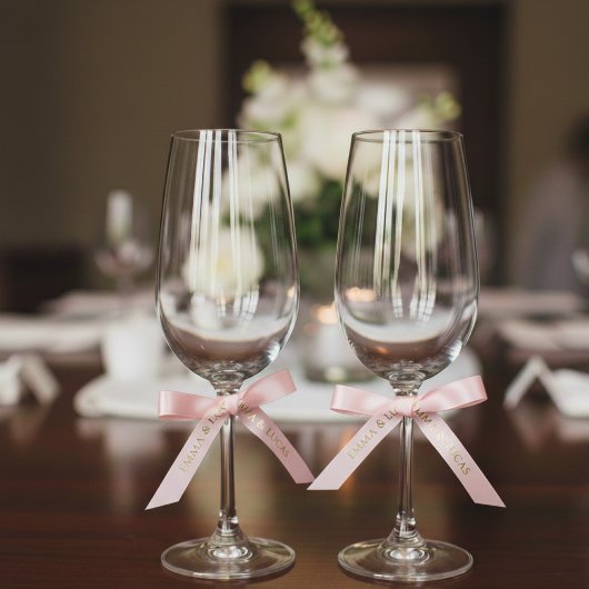 Personalized Blush Pink Ribbon with Gold Name Text Satinband