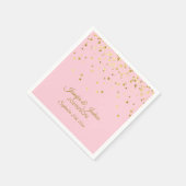 Personalized Blush Pink Rose Gold Confetti Wedding Serviette (Ecke)