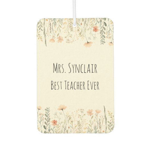 Personalized Blush Wildflower Teacher Thank You Autolufterfrischer (Vorderseite)