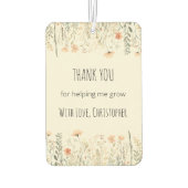 Personalized Blush Wildflower Teacher Thank You Autolufterfrischer (Rückseite)