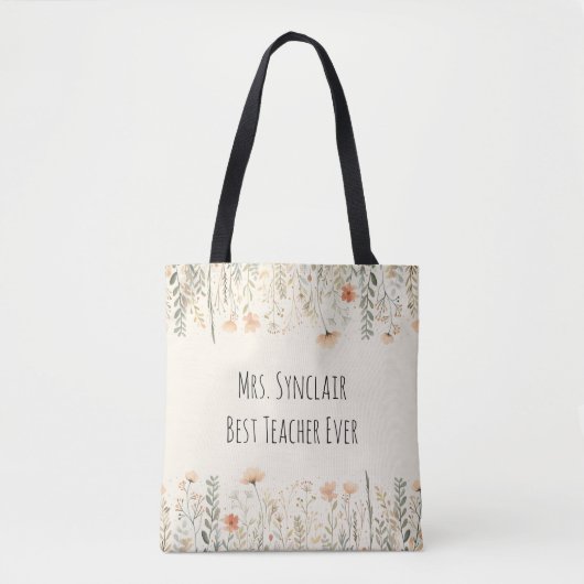 Personalized Blush Wildflower Teacher Thank You Tasche (Vorderseite)