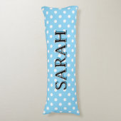 Personalized Body Pillow with white polka dots Seitenschläferkissen (Vorderseite Vertikal)
