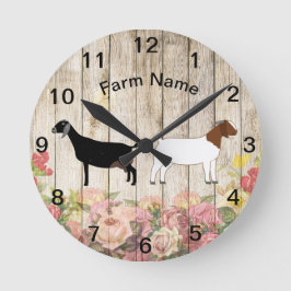 Personalized Boer and Nubian Goat Farm Round Clock Runde Wanduhr