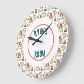 Personalized Boho Bear Clock Große Wanduhr (Winkel)