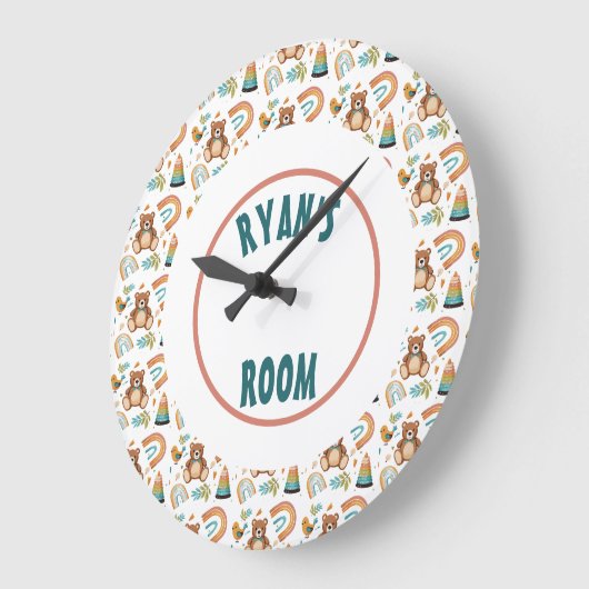 Personalized Boho Bear Clock Große Wanduhr (Winkel)