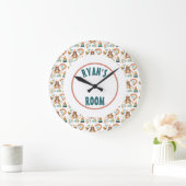 Personalized Boho Bear Clock Große Wanduhr (Zuhause)