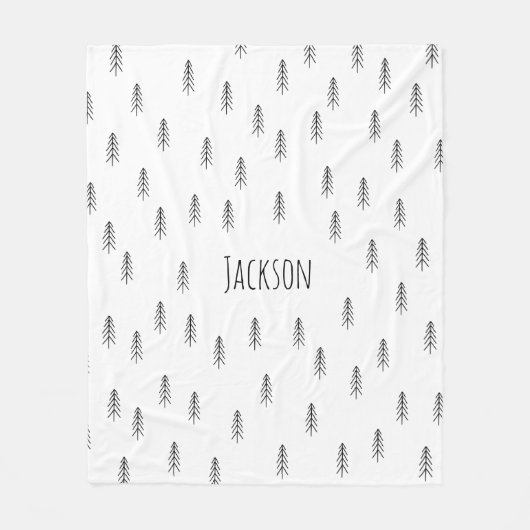 Personalized Boho black and white Fleecedecke (Vorderseite)