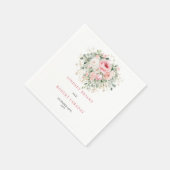 Personalized Boho Blush Rose Greenery Gold Wedding Serviette (Ecke)