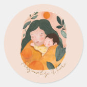 Personalized Boho Botanical Mama Love Runder Aufkleber (Vorderseite)