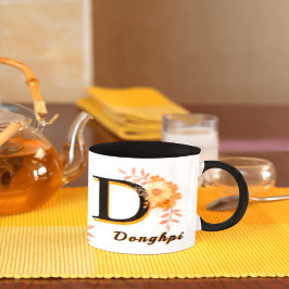 Personalized Boho Floral Mug - Custom Name & Initi Tasse