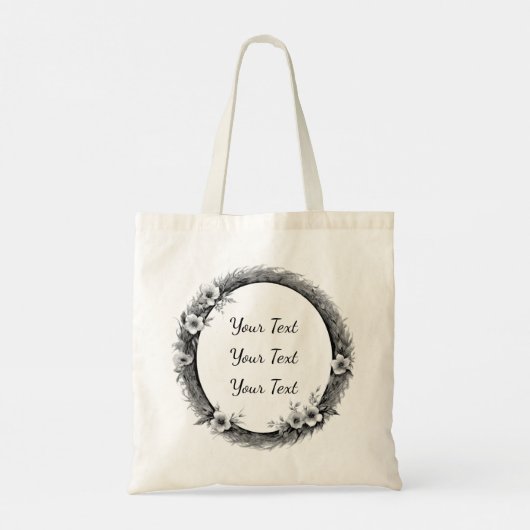 Personalized Boho Floral Wreath Tote Tragetasche (Rückseite)