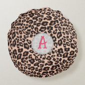 Personalized Boho Leopard Rainbow Nursery Round  Rundes Kissen (Rückseite)