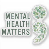 Personalized Boho Mental Health Semicolon Greenery Aufkleber (Vorderseite)