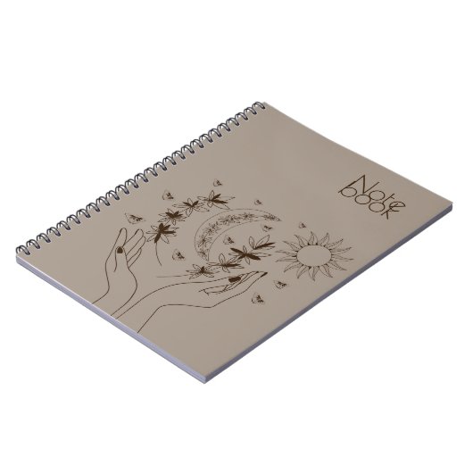 Personalized Boho Moon & Sun Spiral Notebook Notizblock (Linke Seite)