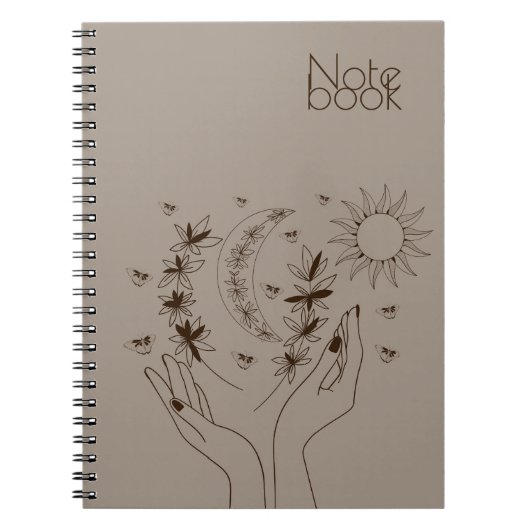 Personalized Boho Moon & Sun Spiral Notebook Notizblock (Vorderseite)