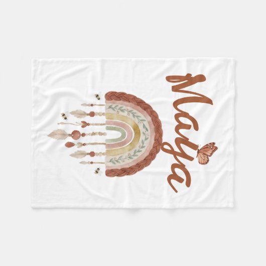 Personalized Boho Rainbow Baby Blanket Custom Name Fleecedecke (Vorderseite (Horizontal))