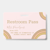 Personalized Boho Rainbow Hall Pass Pink Ausweis (Rückseite)
