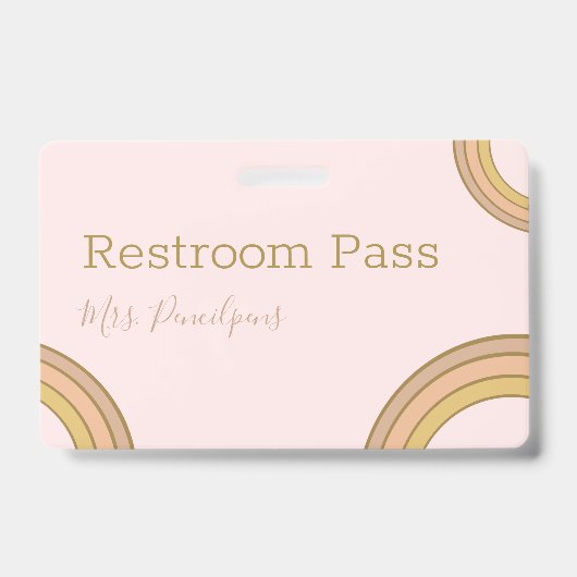 Personalized Boho Rainbow Hall Pass Pink Ausweis (Vorderseite)