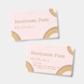 Personalized Boho Rainbow Hall Pass Pink Ausweis (Vorder- & Rückseite)