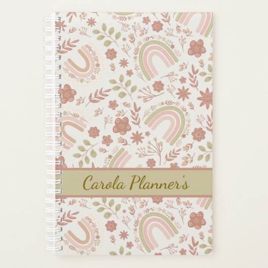 Personalized Boho Rainbow Planner Planer (Vorderseite)