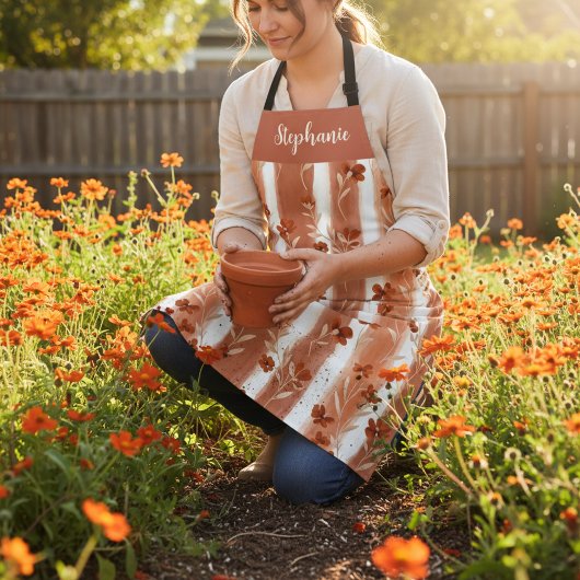 Personalized Boho Terracotta Wildflower Name Schürze