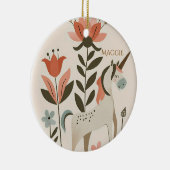 Personalized Boho Unicorn Wildflower Keramik Ornament (Rechts)