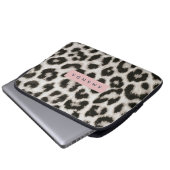 Personalized Bold Black & White Leopard Print  Laptopschutzhülle (Vorne Knopf)