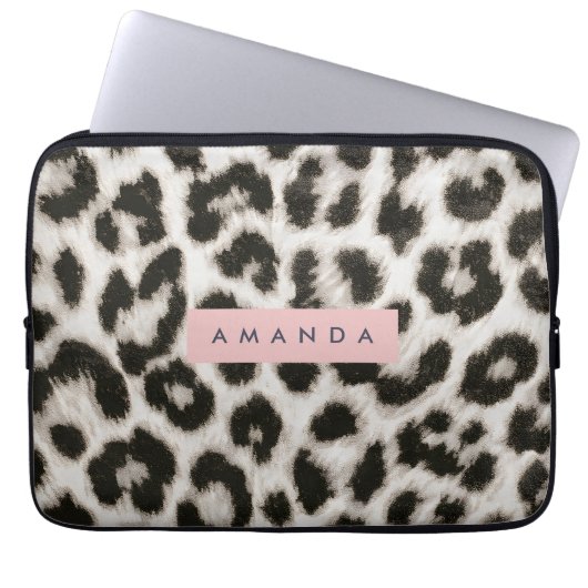 Personalized Bold Black & White Leopard Print  Laptopschutzhülle (Vorderseite)