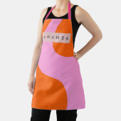 Personalized Bold Orange and Pink Wave Stripe Schürze (InSitu)
