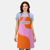 Personalized Bold Orange and Pink Wave Stripe Schürze (Getragen)
