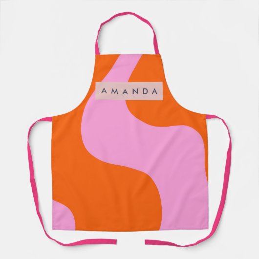 Personalized Bold Orange and Pink Wave Stripe Schürze (Vorderseite)