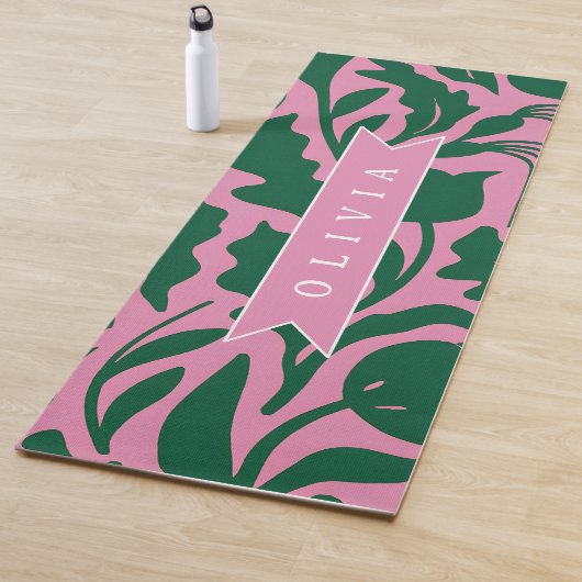 Personalized Bold Pink Botanical Floral Name Gift Yogamatte (Beispiel)