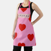 Personalized Bold Red Hearts on Soft Pink Schürze (InSitu)