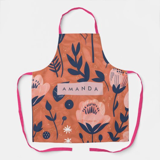 Personalized Bold Terracotta Flower Style Schürze (Vorderseite)