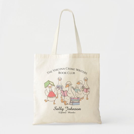 Personalized Book Club Tote Bag with Cute Geese Tragetasche (Vorne)