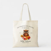 Personalized Book Club Tote Bag with Cute Owl Tragetasche (Rückseite)
