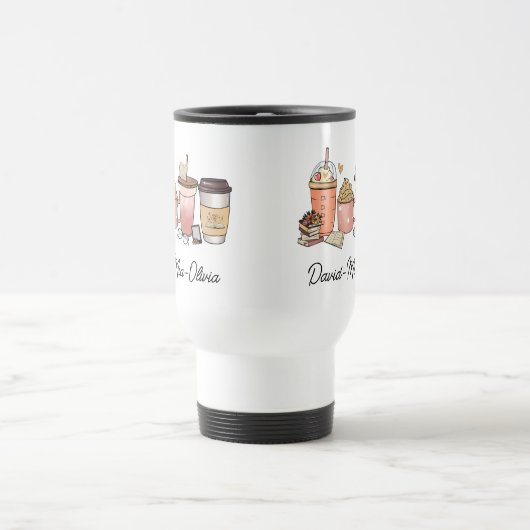 Personalized Book & Coffee Day Mug – Custom Name  Reisebecher (Mittel)