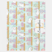 Personalized Bookish Cat Gift Green Pastel Name Fleecedecke (Vorderseite)
