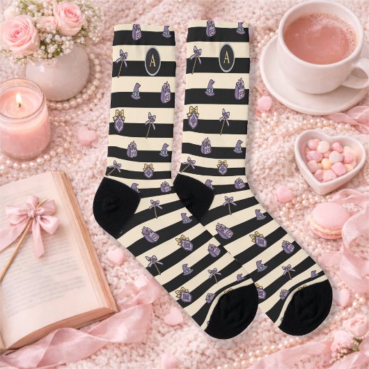 Personalized Bookish Girl Academy Wizard Black Socken