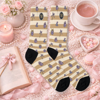 Personalized Bookish Girl Academy Wizard Gold Socken