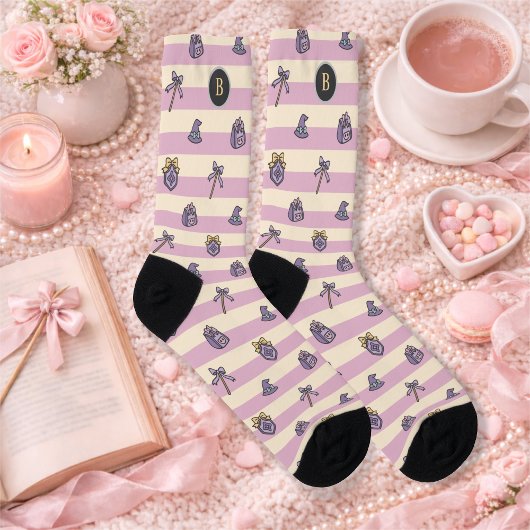 Personalized Bookish Girl Academy Wizard Pink Socken