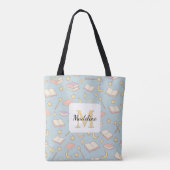Personalized Bookish Girl Cute Magic Name Blue Tasche (Rückseite)