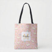Personalized Bookish Girl Cute Magic Name Pink Tasche (Vorderseite)