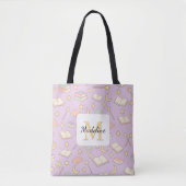 Personalized Bookish Girl Cute Magic Name Purple Tasche (Vorderseite)