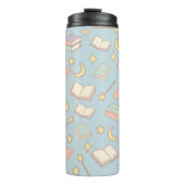 Personalized Bookish Girly Blue Cute Magic Name Thermosbecher (Vorderseite)