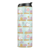 Personalized Bookish Girly Cute Cat Name Green Thermosbecher (Nach links gedreht)